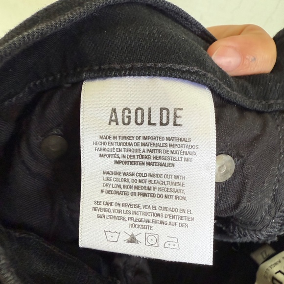 AGOLDE Riley Long Cropped High Rise black Denim 27 - Picture 8 of 9